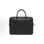 PRADA Saffiano enamel metal triangular logo zipper opening and closing hand shoulder crossbody bag briefcase Men\'s black style